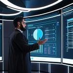 **Prompt 1: The Digital Lawyer's Domain**
    A sharp, analytical Middle Eastern lawyer, male, meticulously interacting with multiple transparent holographic screens in a state-of-the-art, modern law office. The screens display complex data visualizations, network security protocols, and smart contract code, symbolizing the blend of legal and technological expertise. The environment is futuristic yet professional, emphasizing precision and forward-thinking. High detail, cinematic lighting, 8k.