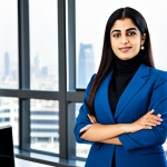 법률 변호사로 일하며 배운 교훈 - **Subject:** A professional Arab businesswoman in a modern office setting.
    *   **Details:** She ...