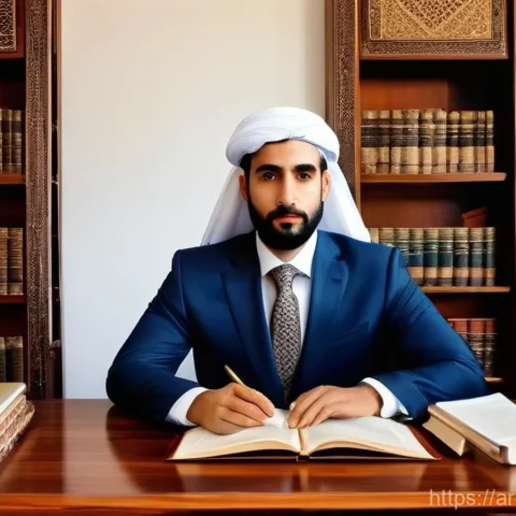 법률 변호사의 해외 연수 경험 공유 - **Prompt 1: The Crossroads of Ambition - An Arab Lawyer's International Leap**
    A determined Arab...