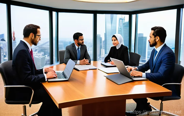 법률 변호사의 해외 연수 경험 공유 - **Prompt 1: The Crossroads of Ambition - An Arab Lawyer's International Leap**
    A determined Arab...