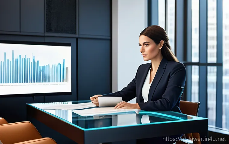 변호사 실무 초보자 팁 - Image Prompt 1: The Tech-Savvy Legal Professional**