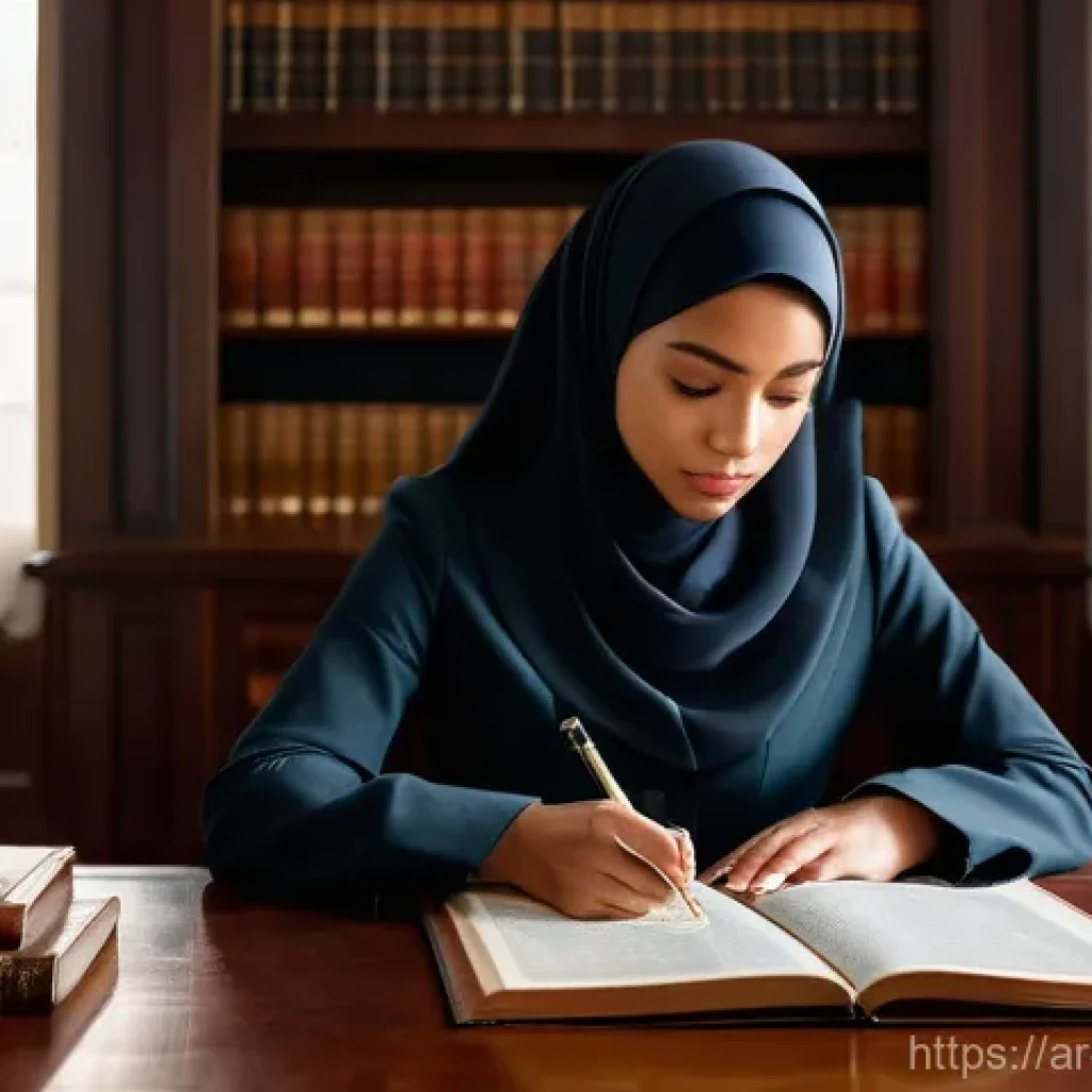 변호사 실기에서 필요한 자료 준비 - A well-groomed female lawyer, dressed in a modest, elegant business suit and a smart, professionally...