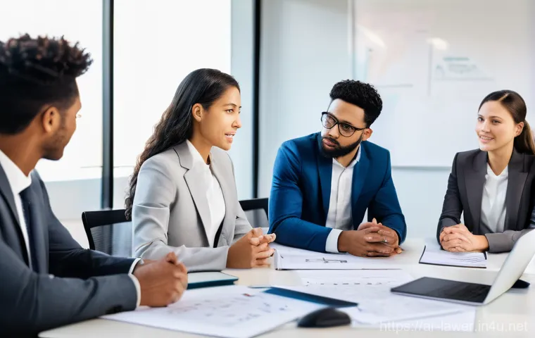 변호사 실기에서 필요한 자료 준비 - A well-groomed female lawyer, dressed in a modest, elegant business suit and a smart, professionally...