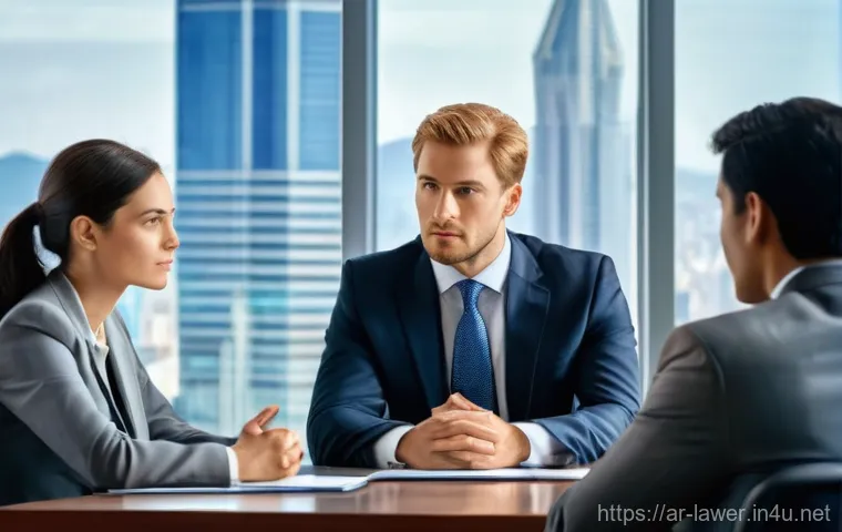 법률 변호사 업무 절차 - **Prompt 2: Digital Legal Detective**
    "A sharp, focused male lawyer in his mid-30s, dressed in a...