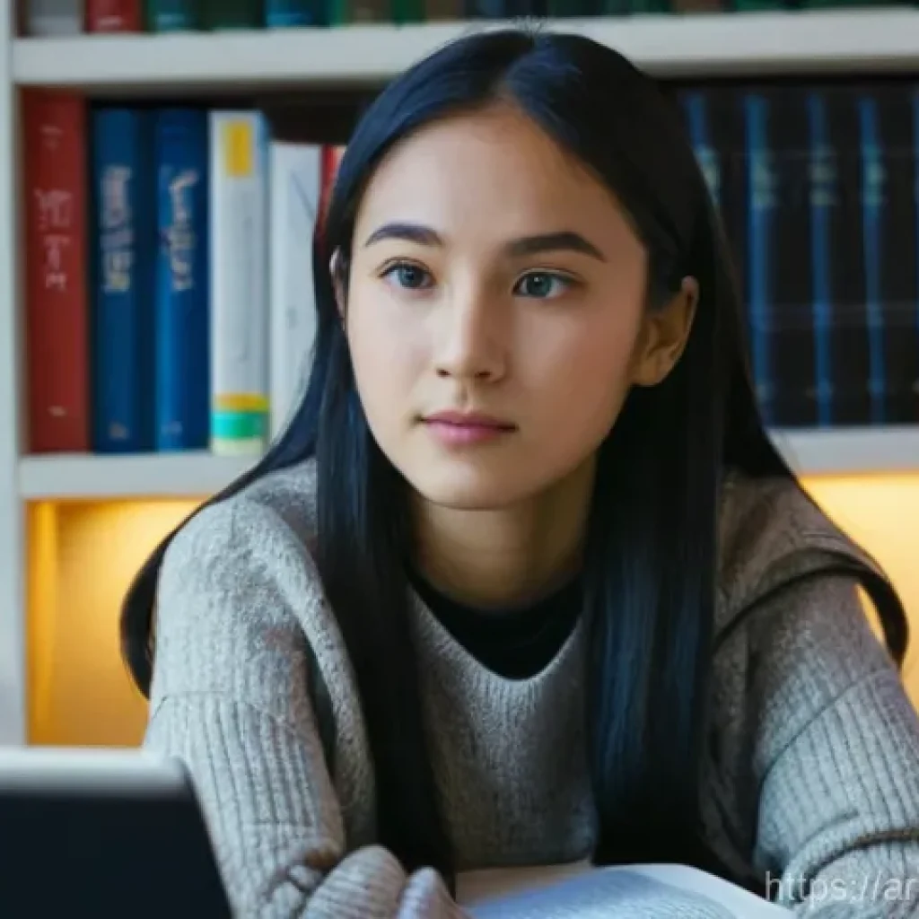 변호사 실기 준비를 위한 과목별 전략 - **Prompt 1:** A determined young woman, approximately 20-25 years old, with diverse ethnicity (e.g.,...