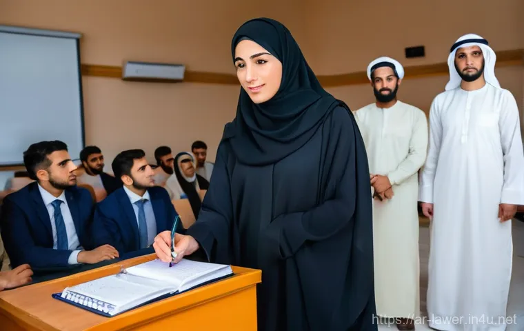 변호사 업무의 하루 일과 - **Prompt: The Digital Legal Strategist**
    A sharp, modern Arab lawyer (either male or female, dre...