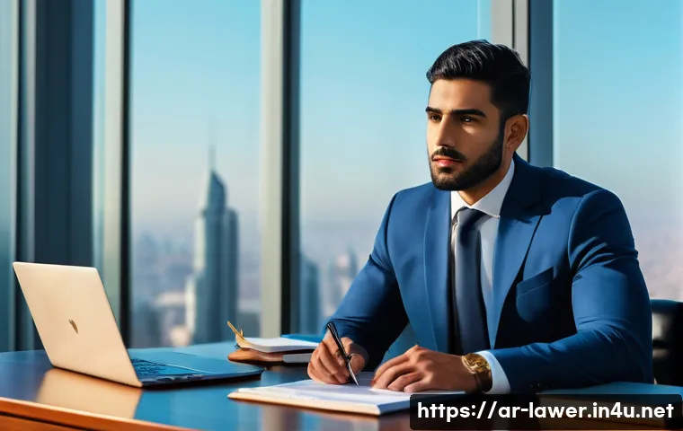 변호사 실무 초보자를 위한 업무 체크리스트 - **A Young Lawyer's Ambitious Start**
    A vibrant, medium-close-up portrait of a determined young m...