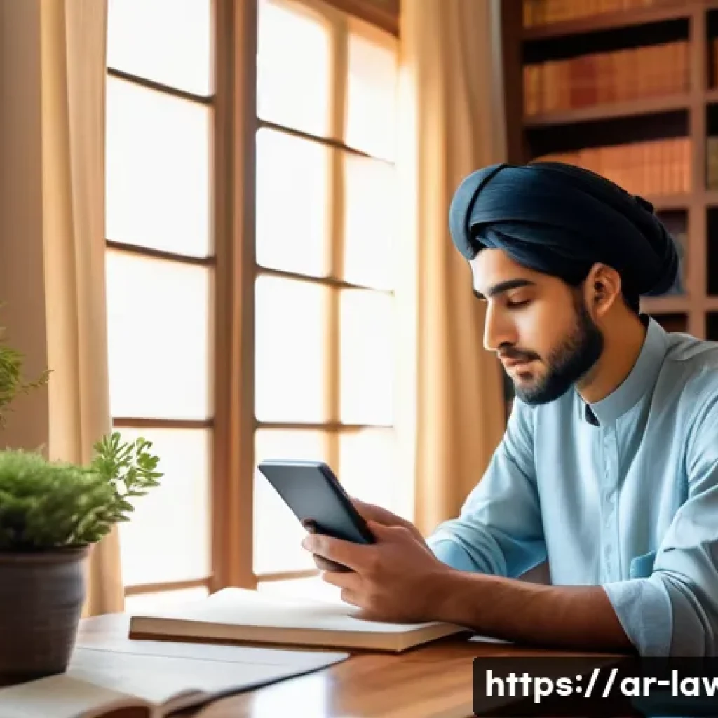 변호사 시험 준비에서의 집중력 향상법 - A serene, quiet study corner in a modern Middle Eastern home, featuring a young adult male studying ...