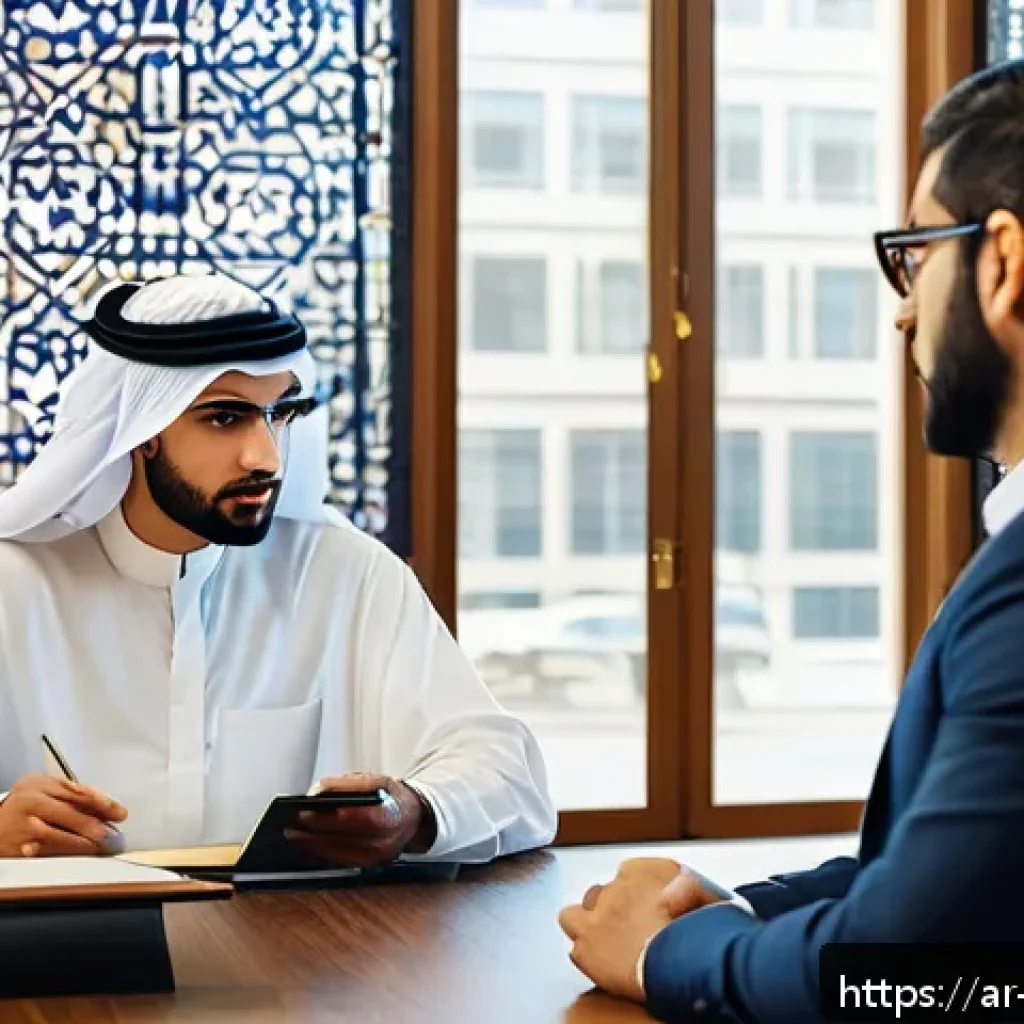 변호사로서 이직 후 성공적인 적응 비결 - A modern legal office scene in a Middle Eastern setting with an Arab male lawyer in his early 30s we...