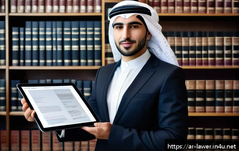 법학 이론과 실무의 차이 - A professional Arab lawyer in a modern office setting, wearing a tailored dark suit and traditional ...